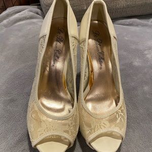 6 in cream lace high heels